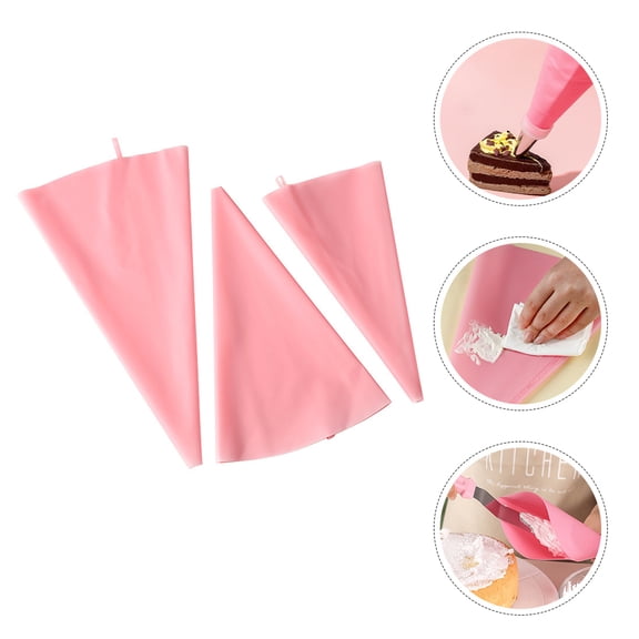 FOMIYES 3Pcs Pastry Bags Reusable Pink for Professional Bakers and Home Bakers Silicone