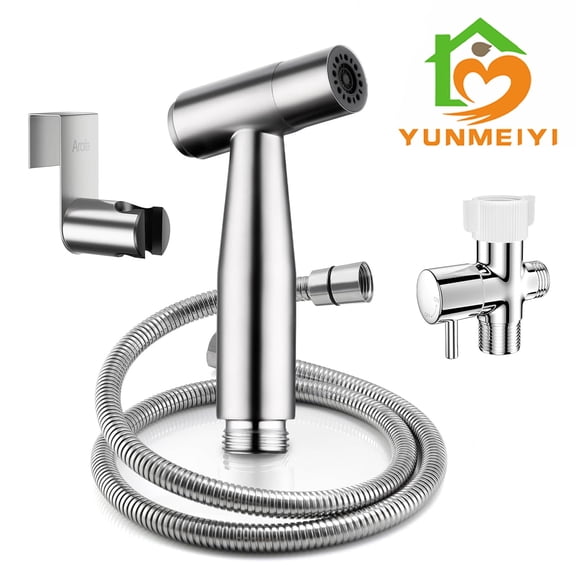 YUNMEIYI Hands-Free Handheld Bidet Sprayer for Toilet, Jet Spray Adjustable Water Flow Muslim Shower with Bidet Hose, Stainless Steel Toilet Faucet Kit for Baby Cloth Diaper Cleaning