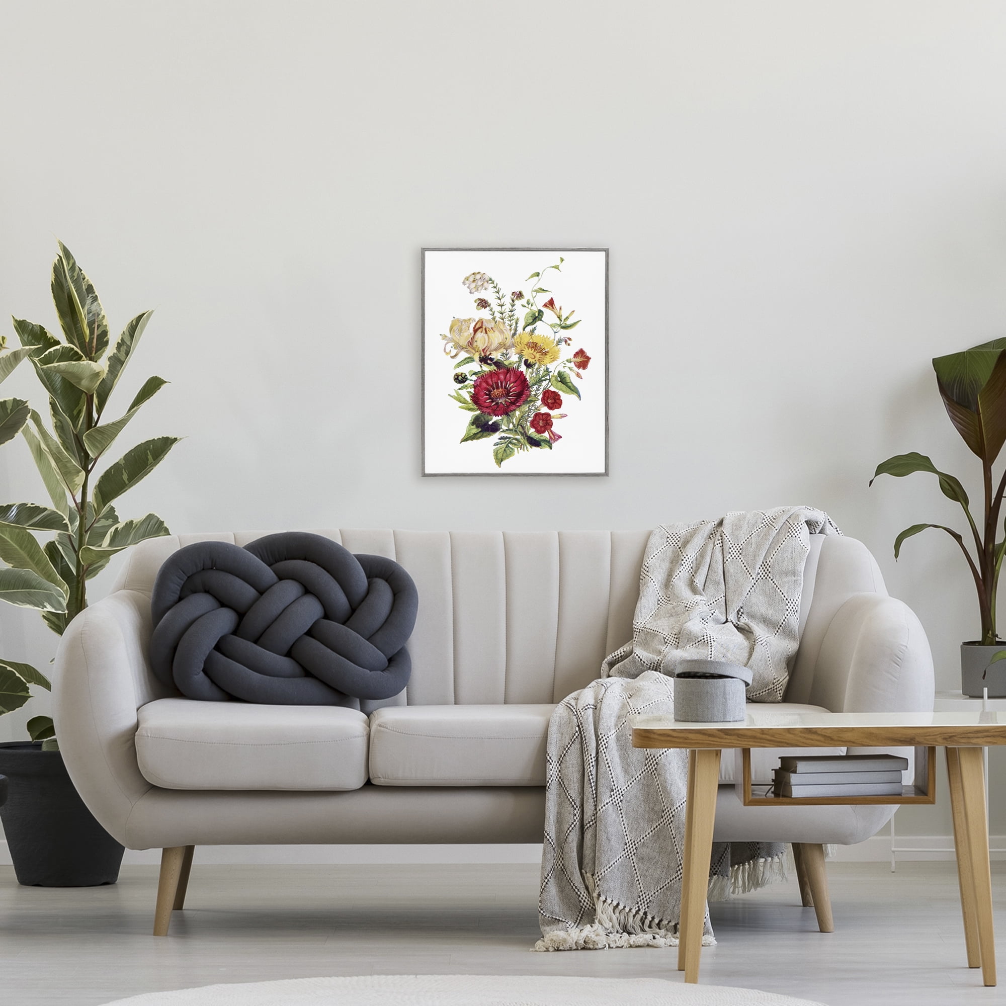Bundle Of Wild Florals Gray Framed Giclee Art, design by Lettered and Lined