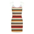 thumbnail image 5 of USSUMA Boho Dress for Women, Women Casual Cami Dress Spaghetti Sleeveless Camo Mini Dress V Neck Striped Sling Strap Dress with Drawstring Belt, 5 of 5