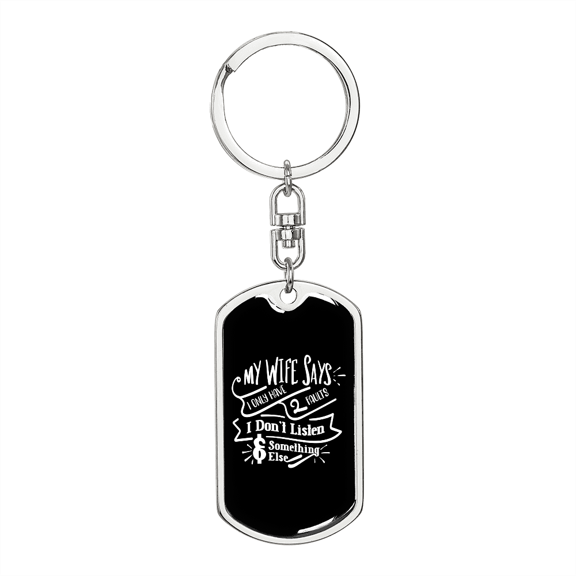 To My Wife Husband's 2 Faults Stainless Steel or 18k Gold Premium Swivel Dog Tag Keychain