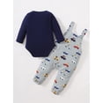 thumbnail image 4 of 9 Months Baby Boys Clothes 12 Months Boys 2PCS Fall Winter Outfits Cars Print Infant Boys Long Sleeve Romper Top Overall Pants Set Blue, 4 of 6