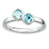 Double Cushion-Cut Blue Topaz Sterling Silver Ring