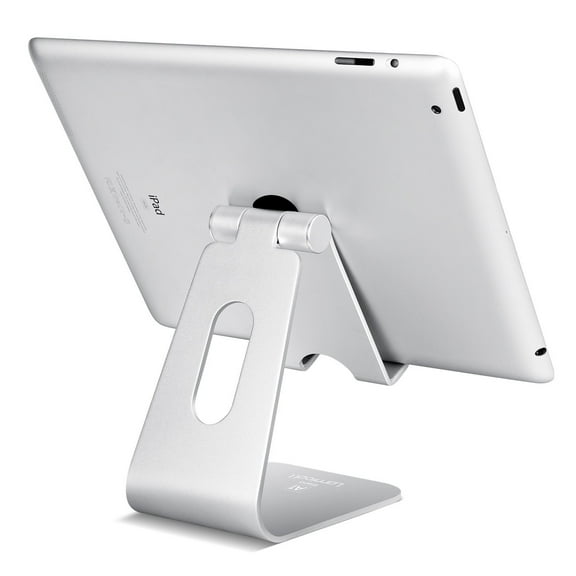 Tablet Stand Multi-Angle, Lamicall Tablet Holder: Desktop Adjustable Dock Cradle Compatible with Tablets Such As iPad Air Mini Pro, Phone XS Max XR X 6 7 8 Plus More Tablets (4-13 Inch) - Silver