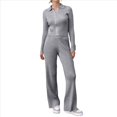 thumbnail image 2 of Conjunto de Dos Piezas para Mujer, Pantalón Deportivo de Pierna , Media Cremallera, Larga y Cuello en V. Gris M, 2 of 6