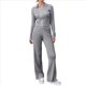 thumbnail image 2 of Conjunto de Dos Piezas para Mujer, Pantalón Deportivo de Pierna , Media Cremallera, Larga y Cuello en V. Gris L, 2 of 6