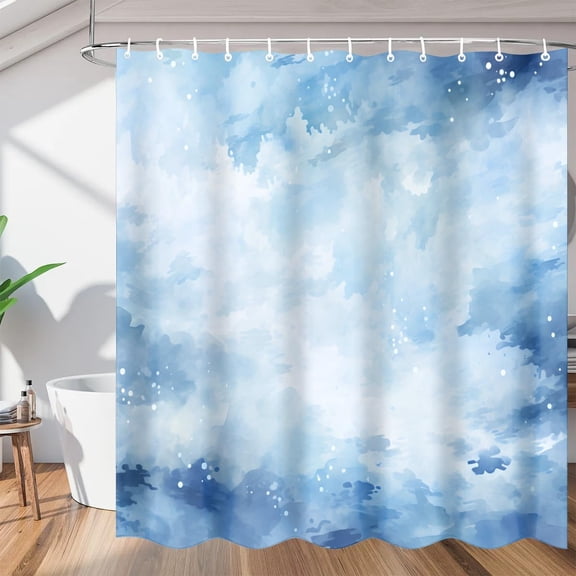 Blue Print Shower Curtain, Waterproof Fabric Shower Curtain, Washable Polyester Bath Curtain for Bathroom Decor 36"W X 72"H