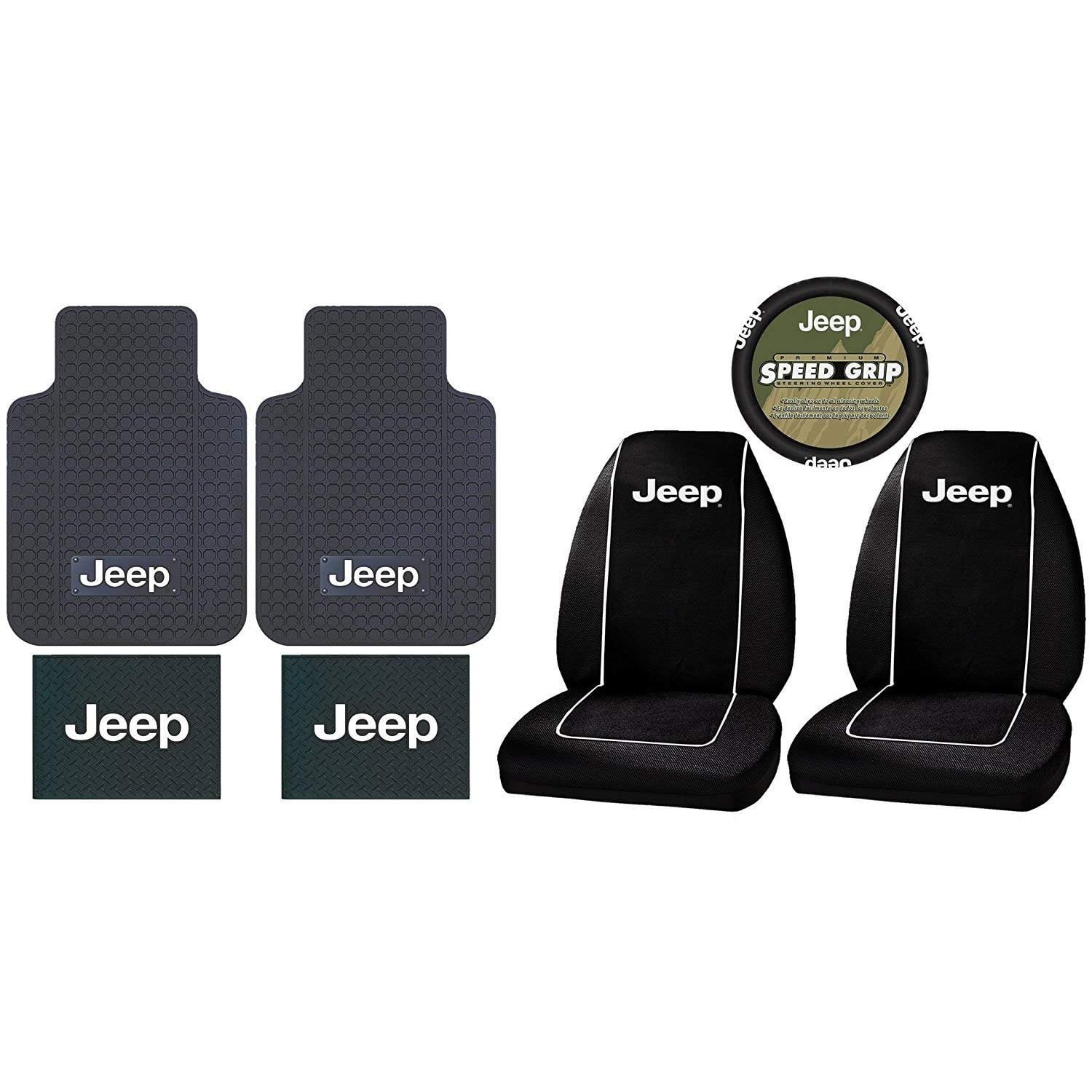 7PC Jeep Logo Floor Mats Seat Covers Steering Wheel Cover complete