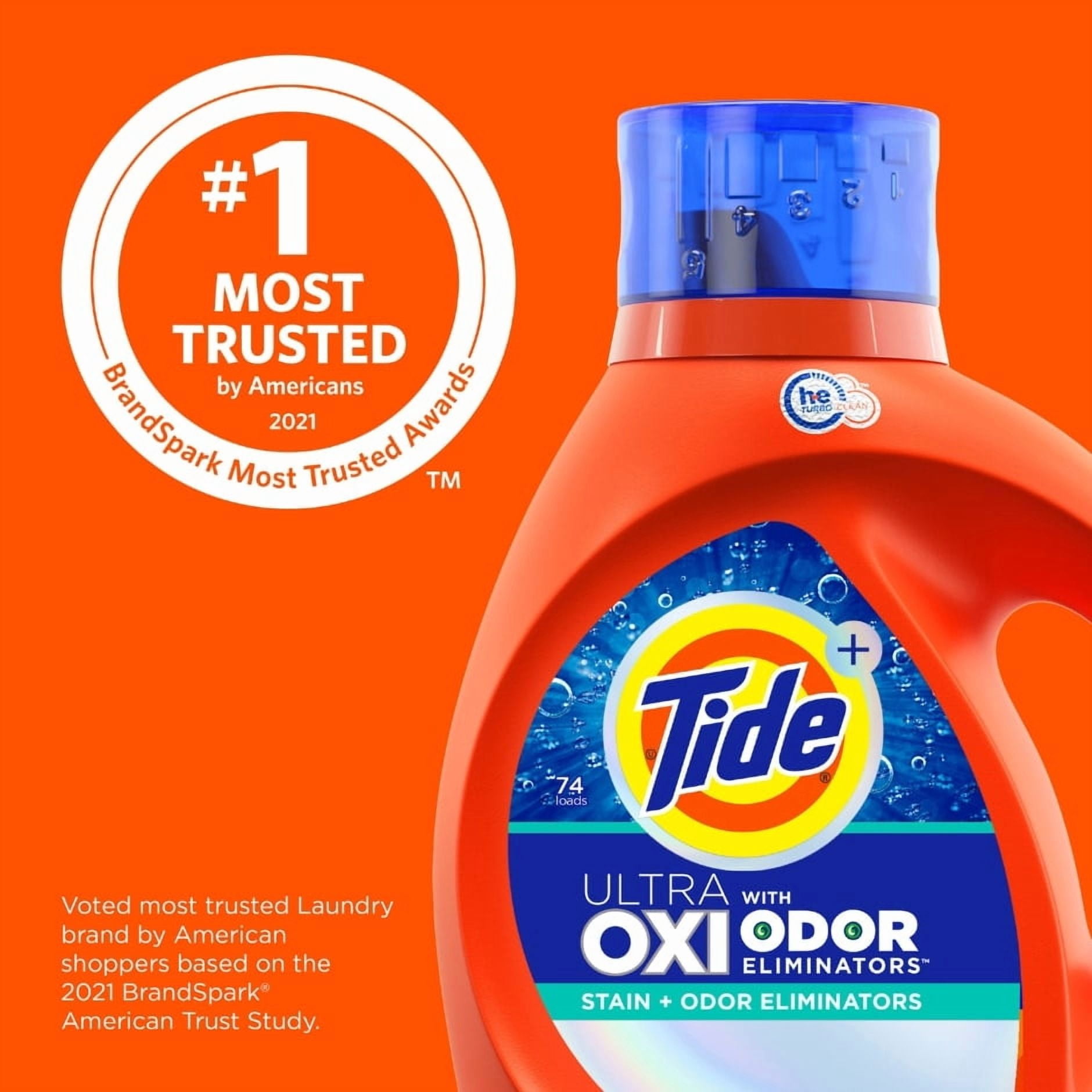 Tide Ultra Oxi + Odor Eliminators Liquid Laundry Detergent (Pack 2) - 88 Loads, 126fl