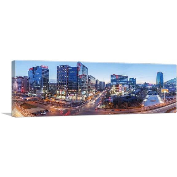 ARTCANVAS Beijing China Capital Skyline Downtown Panoramic Canvas Art Print - Size: 36" x 12" (0.75" Deep)