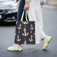 thumbnail image 2 of DouZhe Reusable Grocery Bags, Watercolor Anchors Nautical Lightweight Polyester Canvas Cloth Tote Bag for Travle Gym Shopping School, 15" x 16", 2 of 7
