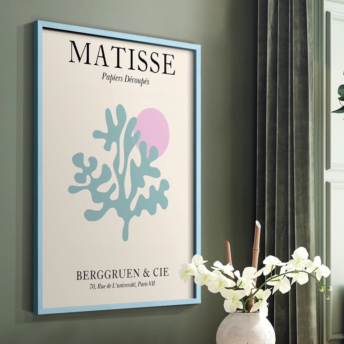 Matisse DV Framed Print in Blue Solid Wood Framed Print No Nail Hanging