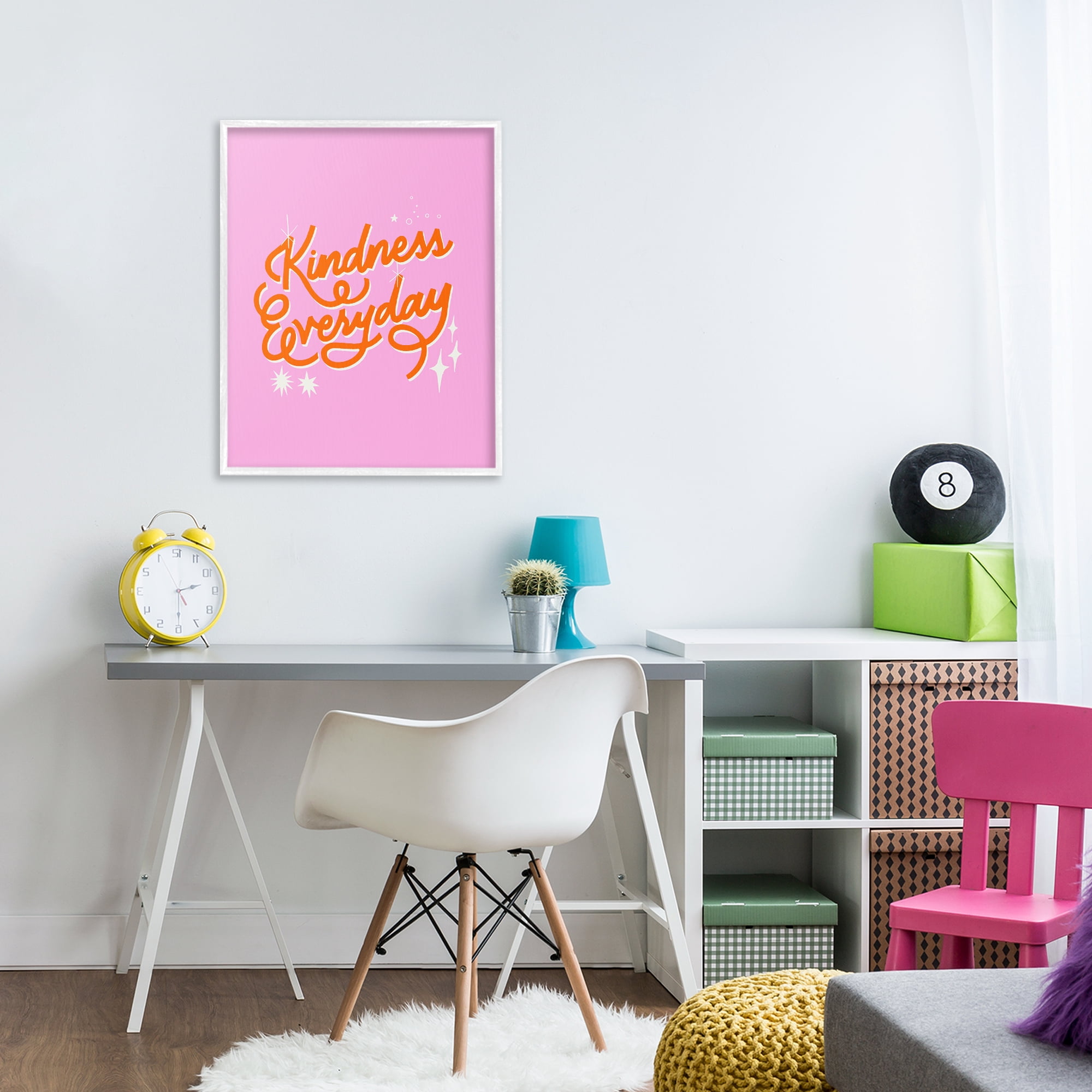 Stupell Industries Cursive Kindness Everyday White Framed Giclee Art, design by Indira Prieto | IndySign