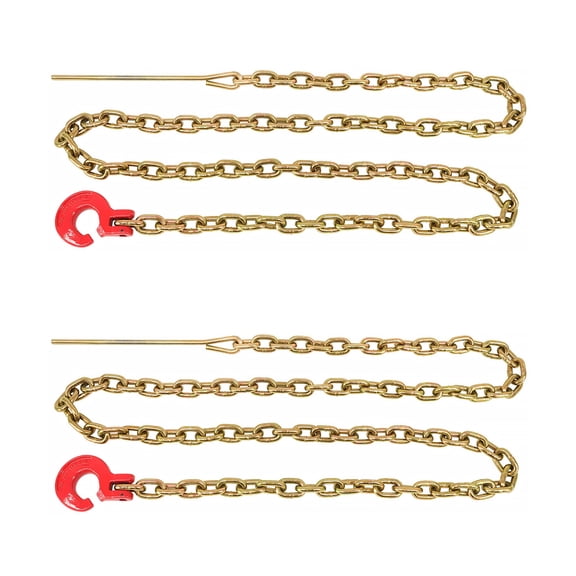 (2 Pack) Logging Chain w/ Choker Hook 3/8" x 10' w/ 14" Steel Probe