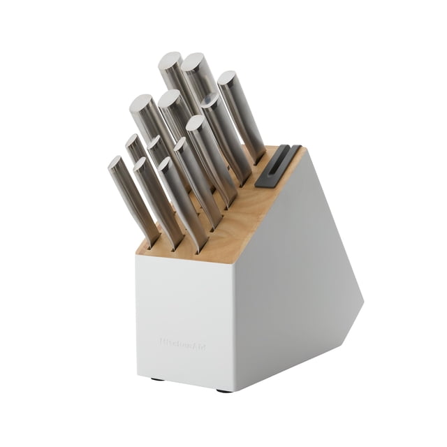 Juego de cuchillos KitchenAid Slim, bicolor, 14 piezas, blanco
