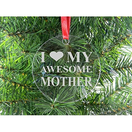 Gift For Wife First Christmas Love My Awesome Mother - Clear Acrylic Christmas Ornament - Great Gift for Mothers's Day Birthday or Christmas Gift for Mom Grandma Wife ()