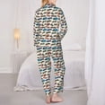 thumbnail image 3 of Bingfone Womens Pajama Sets Train Print,Long Sleeve Loungewear Pajamas Set-Medium, 3 of 8
