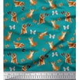 thumbnail image 1 of Soimoi Green Cotton Voile Fabric Insect & Cat Animal Printed Fabric 1 Yard 42 Inch Wide, 1 of 3