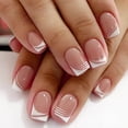 thumbnail image 1 of Uñas postizas francesas cuadradas y cortas, 24 piezas, puntas de uñas postizas con diseño de uñas adhesivas, juego de accesorios de Arte de uñas de cobertura completa, 1 of 4