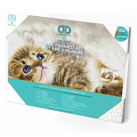 Diamond Dotz Baby Pie - Pre-Framed Kit Cat Diamond Painting Kits for Adults - Diamond Art Kits a Relaxing Creative Craft Kit with Dotz Gems 16"x12"