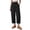 Black, variant on Womens Capri Pants Summer Ruffle High Waisted Capris Cotton Linen Straight Leg Crop Pants with Pockets Coffee B XXL