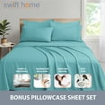thumbnail image 5 of Swift Home Bonus Pillowcases Eco Friendly Bamboo Blend Sheet Set, 6 PC, Queen, Teal, 5 of 6