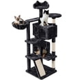 thumbnail image 2 of Yaheetech 57.5" Cat Tree Tower Cat Tree with 2 Condos, Scratching Posts, Ramp,Black, 2 of 9