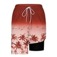 thumbnail image 6 of ZCFZJW Men's Funny Swim Trunks with Compression Liner 2 in 1 Quick-Dry Tropical Printed Summer Big and Tall Regular Fit Stretch Drawstring Elastic Waist Shorts with Pockets Red S, 6 of 6
