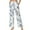 Floral Print Blue White, variant on SCRAWLGOD Floral Print Blue White Women Flowy Pants Drawstring High Waist Wide Leg Palazzo Pants Loose Fit Lightweight Trendy Lounge Trousers with Pockets, S