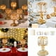 thumbnail image 1 of Juego de 2 candelabros de cristal dorado | Elegantes portavelas de hierro forjado y cristal transparente para bodas, fiestas y decoración del hogar | 15,5 cm de alto, 1 of 7