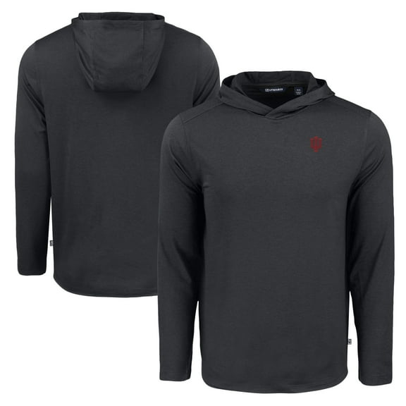 Men's Cutter & Buck Black Indiana Hoosiers Coastline Epic Comfort Eco Recycled Long Sleeve Hoodie T-Shirt
