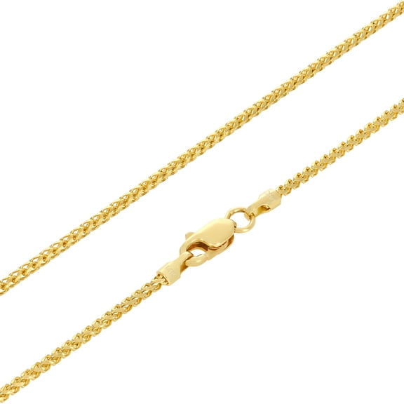 Nuragold 14k Real Yellow Gold Solid Franco Diamond Cut 1.1mm Spiga Wheat Chain Necklace (16"-30") Italian Jewelry for Men & Women