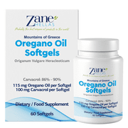 Zane Hellas High Quality Oregano Oil Softgels. Extra Strength. Every Softgel Contains 20% Pure Greek Essential Oil of Oregano. 100mg Carvacrol per Softgel. 60 Softgels. Pack of 2