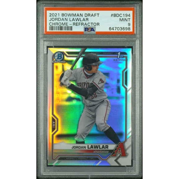 2021 Bowman Draft Jordan Lawlar Chrome Refractor PSA 9 Arizona Diamondbacks