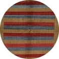 thumbnail image 1 of Ahgly Company Machine Washable Indoor Round Abstract Brown Area Rugs, 3' Round, 1 of 7