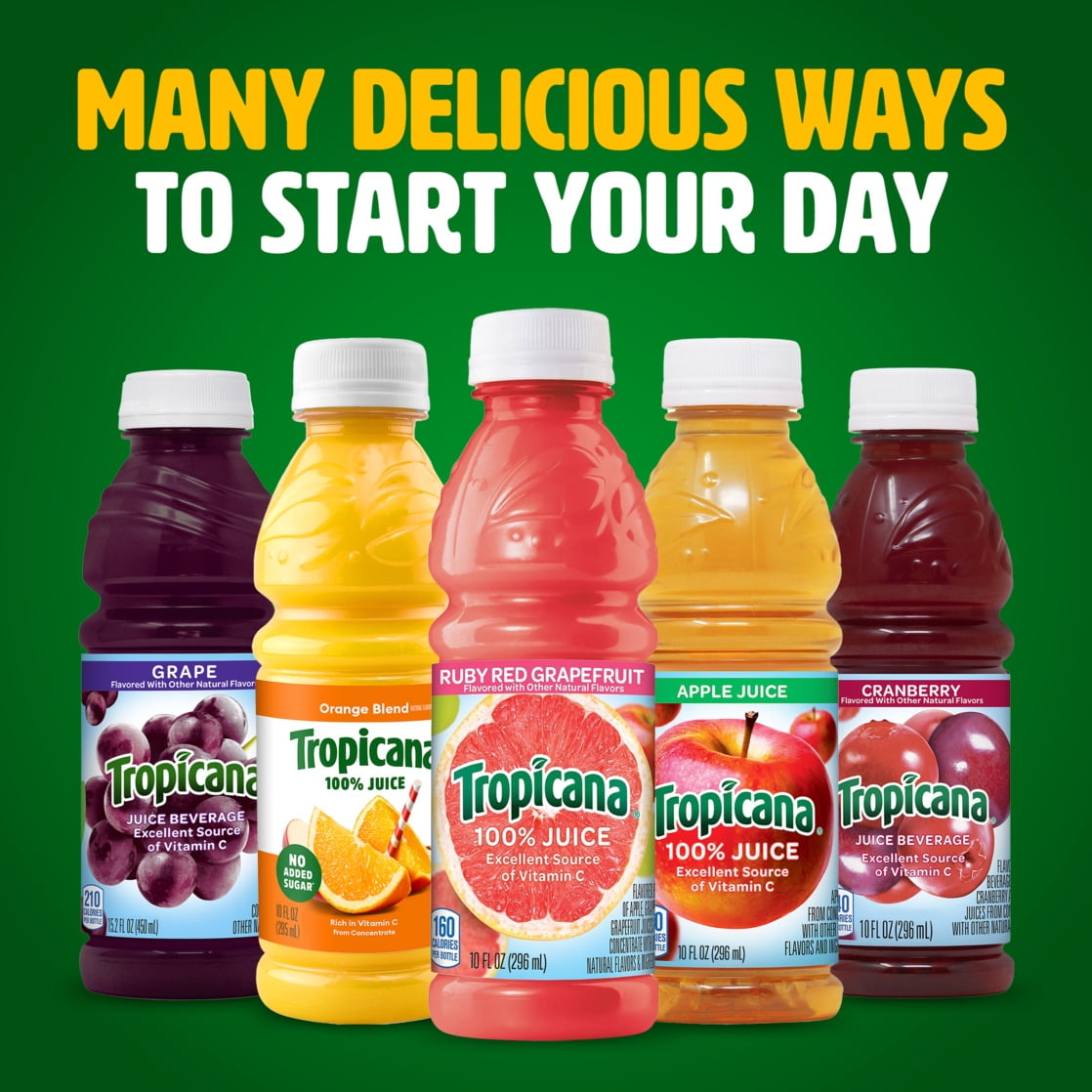 Tropicana Ruby Red Grapefruit 100% Juice, 10 fl oz Bottles, 24 Count