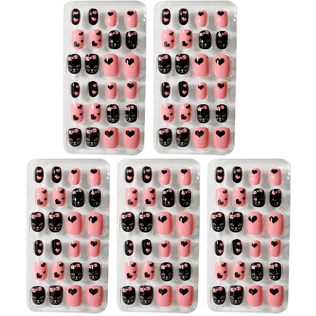 Uñas de prensa para niños, uñas postizas para niños, puntas de uñas artificiales para niñas, cobertura completa, uñas postizas cortas, decoración de uñas Ormromra CPB-DE-LYY417-6