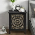 thumbnail image 4 of COZAYH 2-Drawer Fully-Assembled Flower Motif Nightstand for Small Spaces, French Country, Modern, Distressed Finish, Gold & Black, 4 of 9