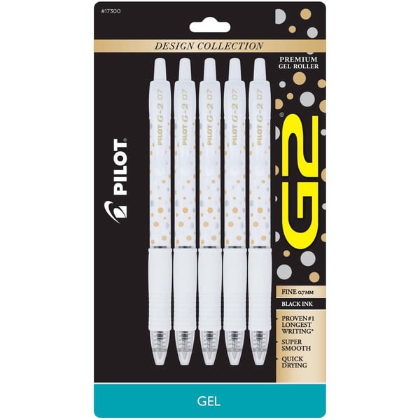G2 Gel 0.7mm Pilot Design Collection Dots Black Ink Pens with pan