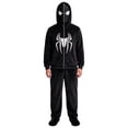thumbnail image 4 of Kids Full-Zip Fleece Hoodie with Mask, Superhero Web Print Costume Sweatshirt for Halloween Party Black 120, 4 of 5