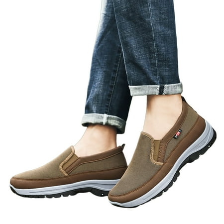 Mepaouo Men s Slip On Shoes Casual Lace-Free Walking Loafers Arch Support Lightweight Work Shoes