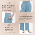 thumbnail image 4 of VDJ Womens Pants Summer Boho Elastic Wide Waistband Fashion Wide leg Beach Pants Sky Blue Ladies Trousers Size L, 4 of 7