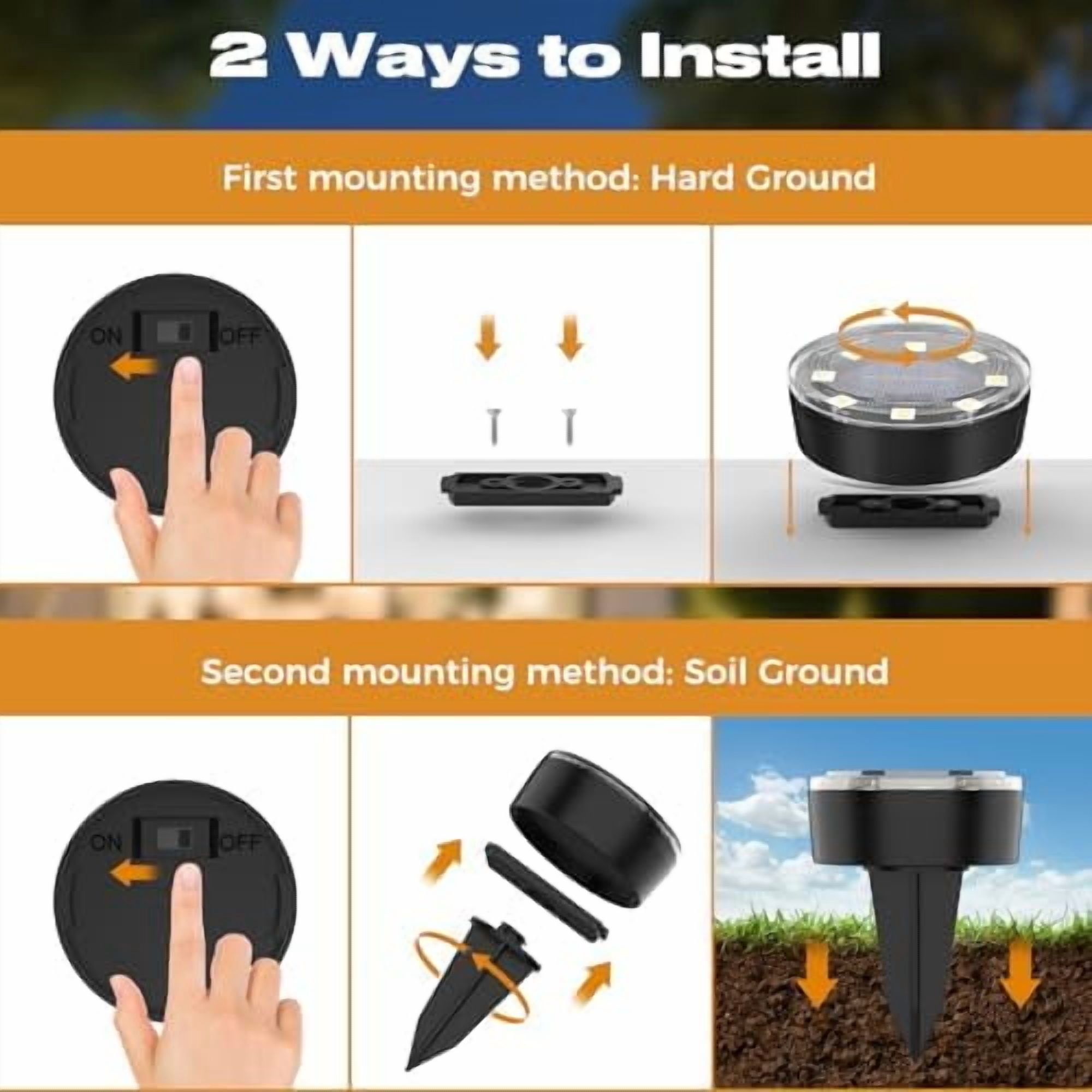 Vighep Mini Solar Ground Lights, 4 Pack (Warm White), Driveway Solar Lights Outdoor Waterproof, Outdoor Underground Lights