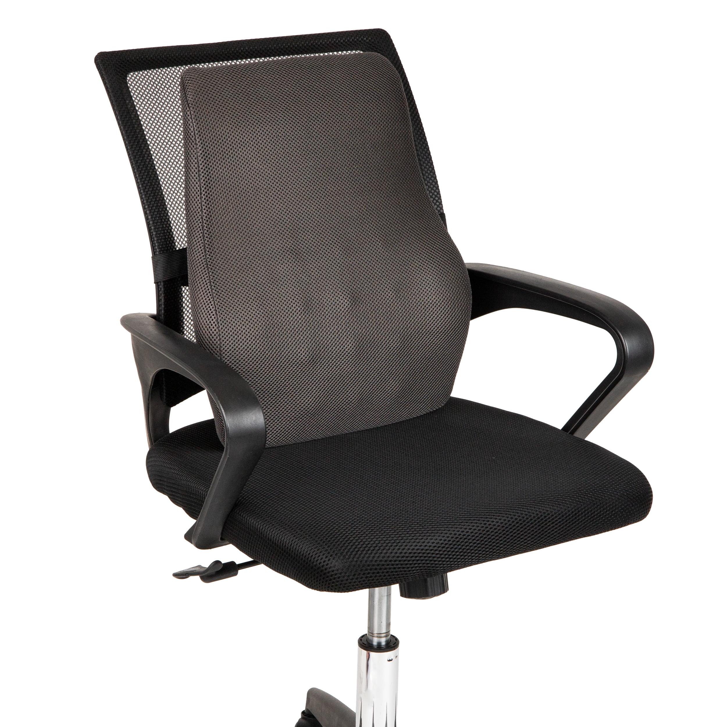 Mind Reader Air-Cloud Lumbar Cushion, Ergonomic Memory Foam 14.5"L x 5"W x 18.5"H, Gray