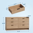 thumbnail image 3 of 53 Inch Wide Natural Oak 6-Drawer Bedroom Dresser, Multi-Functional Wooden Storage Cabinet Ideal as TV Stand for Living Room & Hallway, 3 of 6