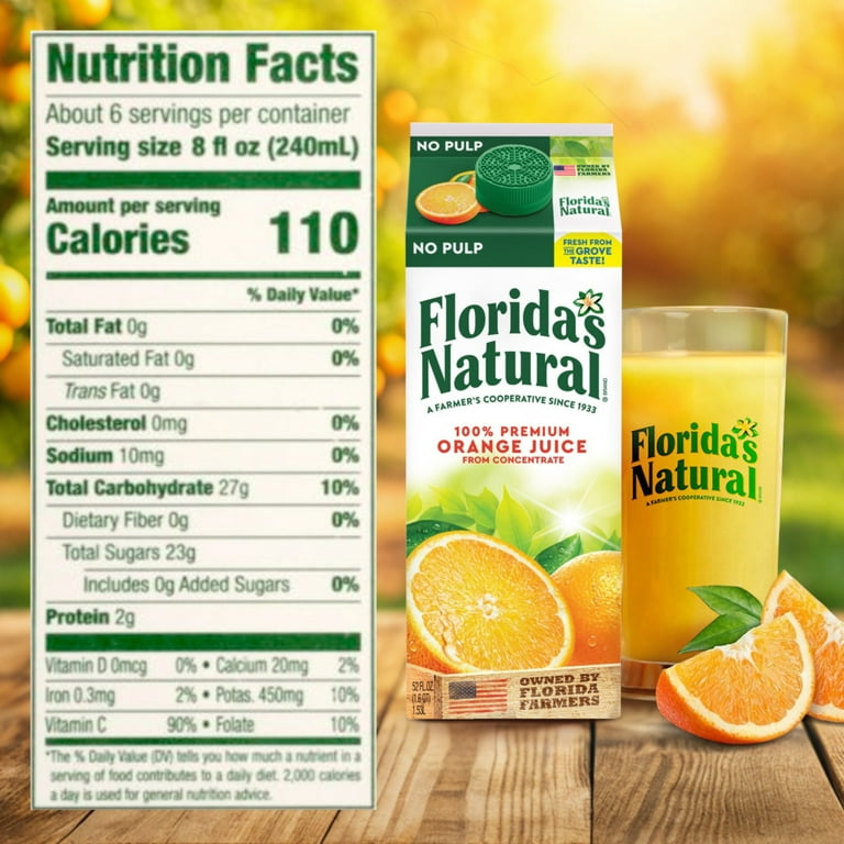 Florida's Natural Orange Juice Protein Content Nutritional