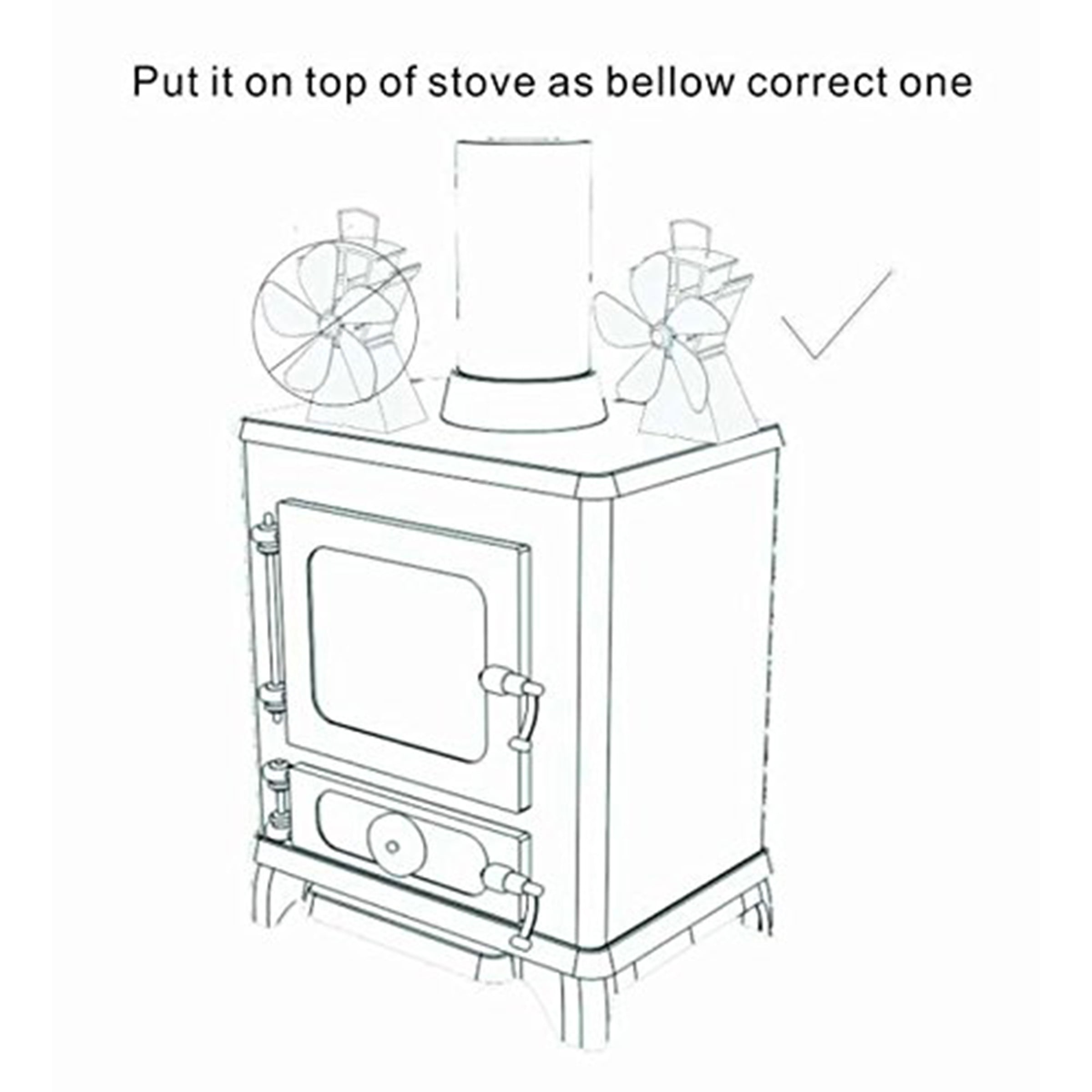 Home-Complete Heat-Powered Stove Fan for Wood Stoves or Fireplaces (Black)