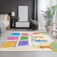 thumbnail image 4 of Area Rugs Cartoon Cat Checkered Painting Stain Resistance, 8 X 10 ft Machine Washable Non-Slip Carpet for Living Room Bedroom Office, Light Pet Friendly Indoor & Outdoor Rug, 4 of 7