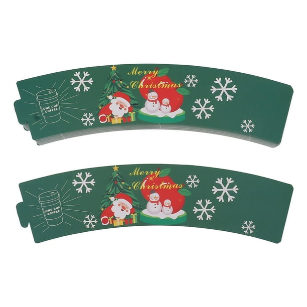 50 fundas para tazas de café, fundas desechables para vasos de papel, soporte para bebidas calientes, para Halloween, Navidad, chocolate, bebidas frías, color verde