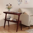 thumbnail image 5 of Tribesigns 2-Tier End Table, Solid Wood Side Table with Storage Shelf, Farmhouse Slim Sofa End Table for Living Room, Bedroom (2PCS, Burgundy), 5 of 5